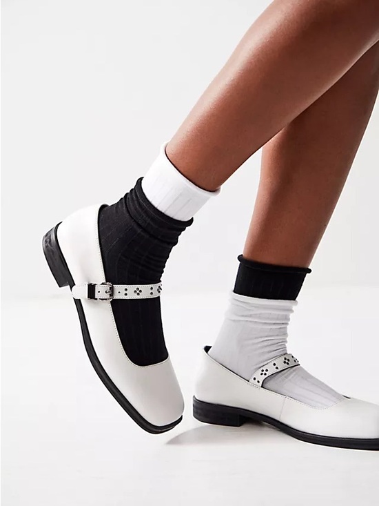 Free People Shoes - Free People Rumor Mary Jane White Leather with Studded Strap Size 7